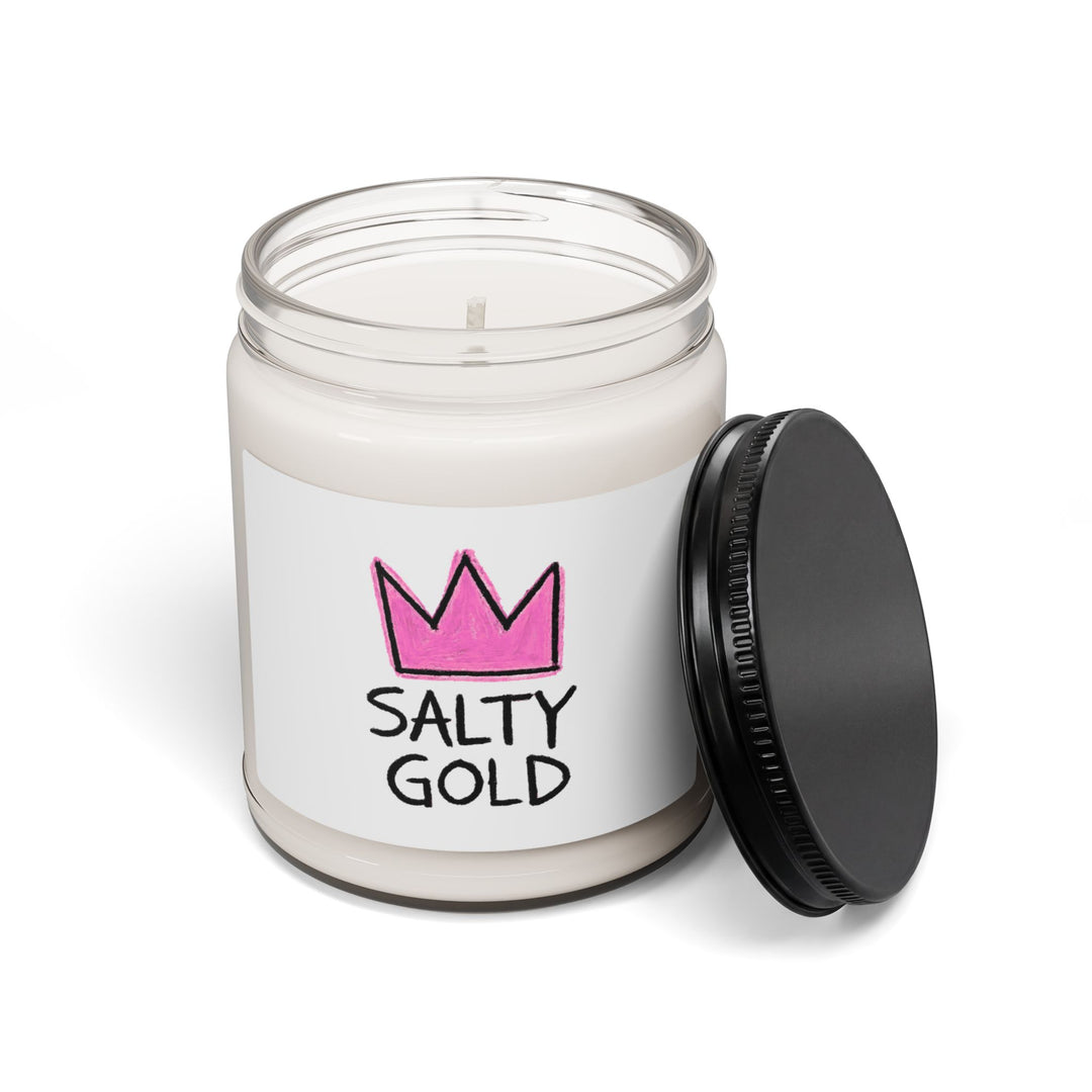 Soy Candle — "Salty Gold" Pink Crown Scented 9oz