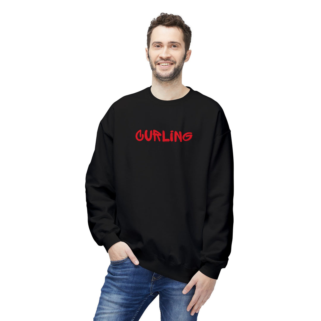 Curling Crewneck Sweatshirt - Red Script Curling Pullover