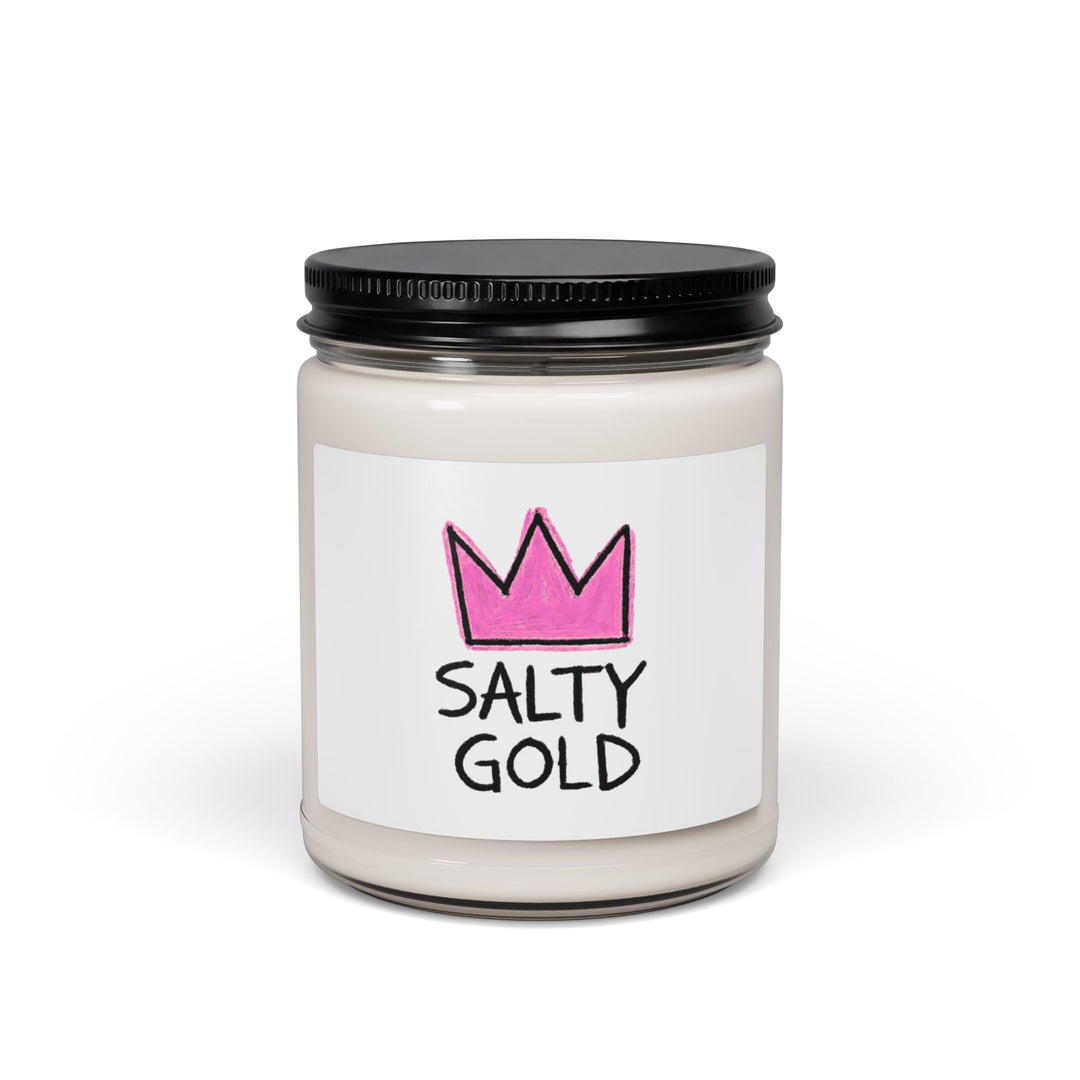 Soy Candle — "Salty Gold" Pink Crown Scented 9oz