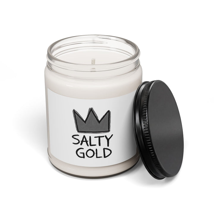 Salty Gold Soy Candle — 9oz Jar Candle with Crown Label