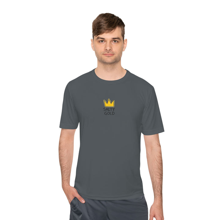 Salty Gold Crown Moisture-Wicking Training T-Shirt - Printify | Salty Gold Supply Co.