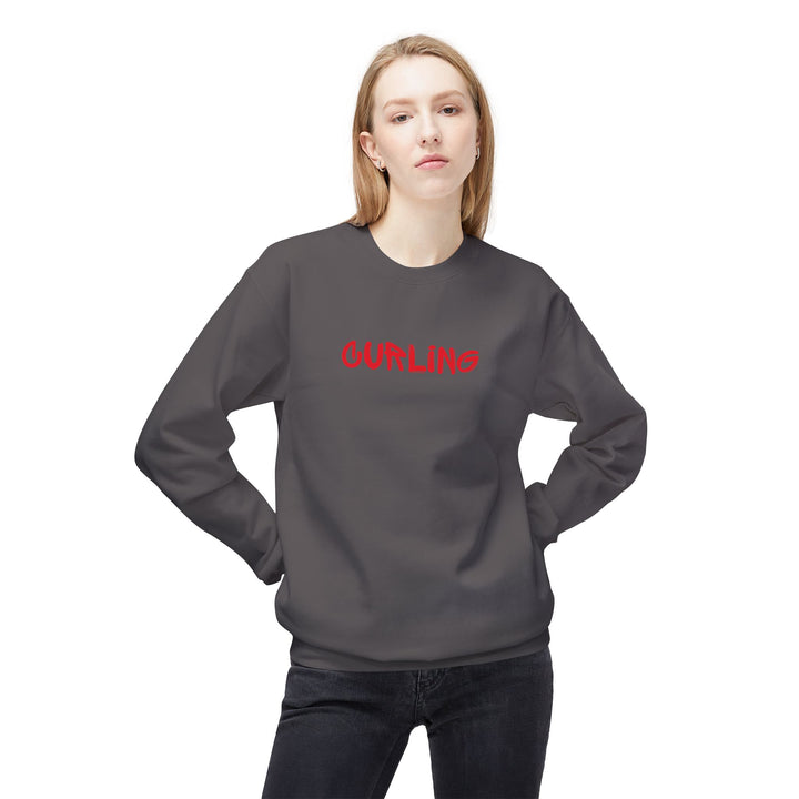 Curling Crewneck Sweatshirt - Red Script Curling Pullover