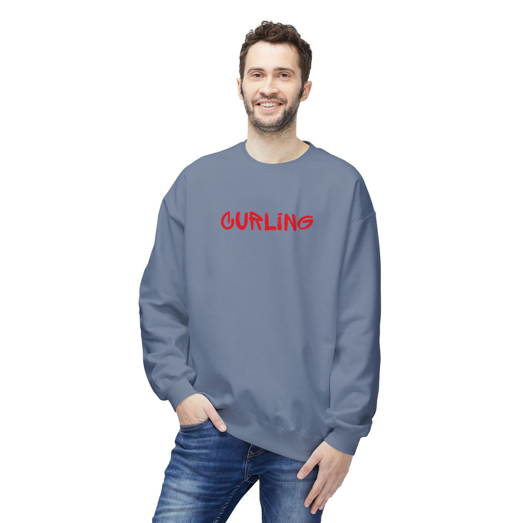 Curling Crewneck Sweatshirt - Red Script Curling Pullover