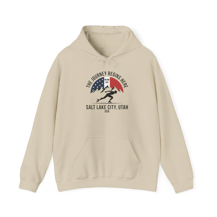 Speed Skating Hoodie - "The Journey Begins Here" - Printify | Salty Gold Supply Co.
