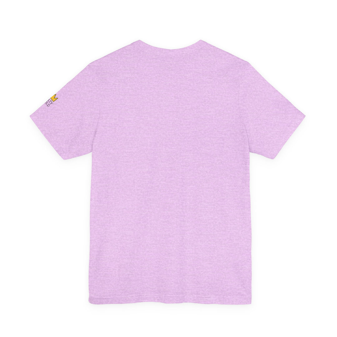 Back of heather purple SALTY GOLD OLYMPIC OVAL SKELETON SHORT TRACK tee.