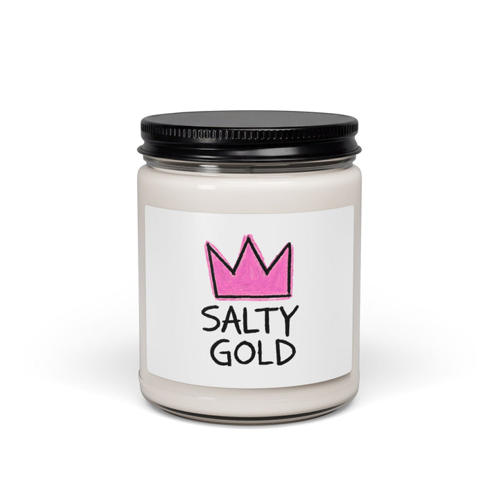 Soy Candle — "Salty Gold" Pink Crown Scented 9oz