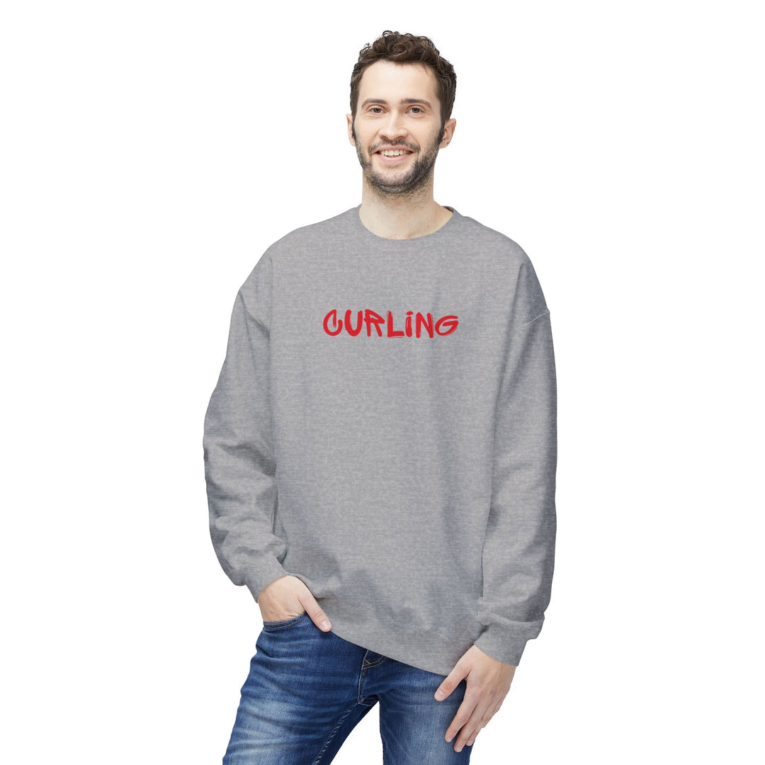 Curling Crewneck Sweatshirt - Red Script Curling Pullover