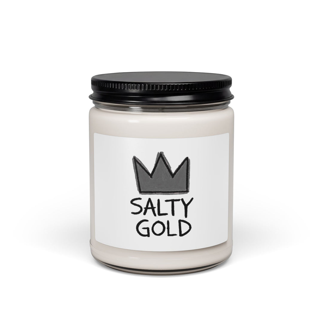 Salty Gold Soy Candle — 9oz Jar Candle with Crown Label