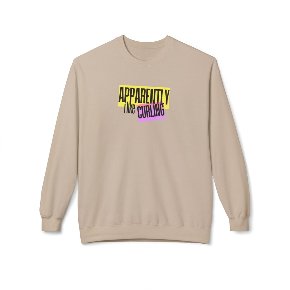 Apparently I Like Curling Crewneck Sweatshirt - Printify | Salty Gold Supply Co.