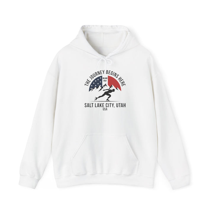 Speed Skating Hoodie - "The Journey Begins Here" - Printify | Salty Gold Supply Co.