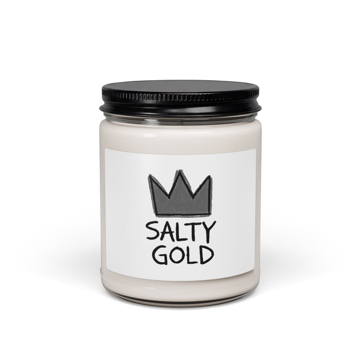 Salty Gold Soy Candle — 9oz Jar Candle with Crown Label