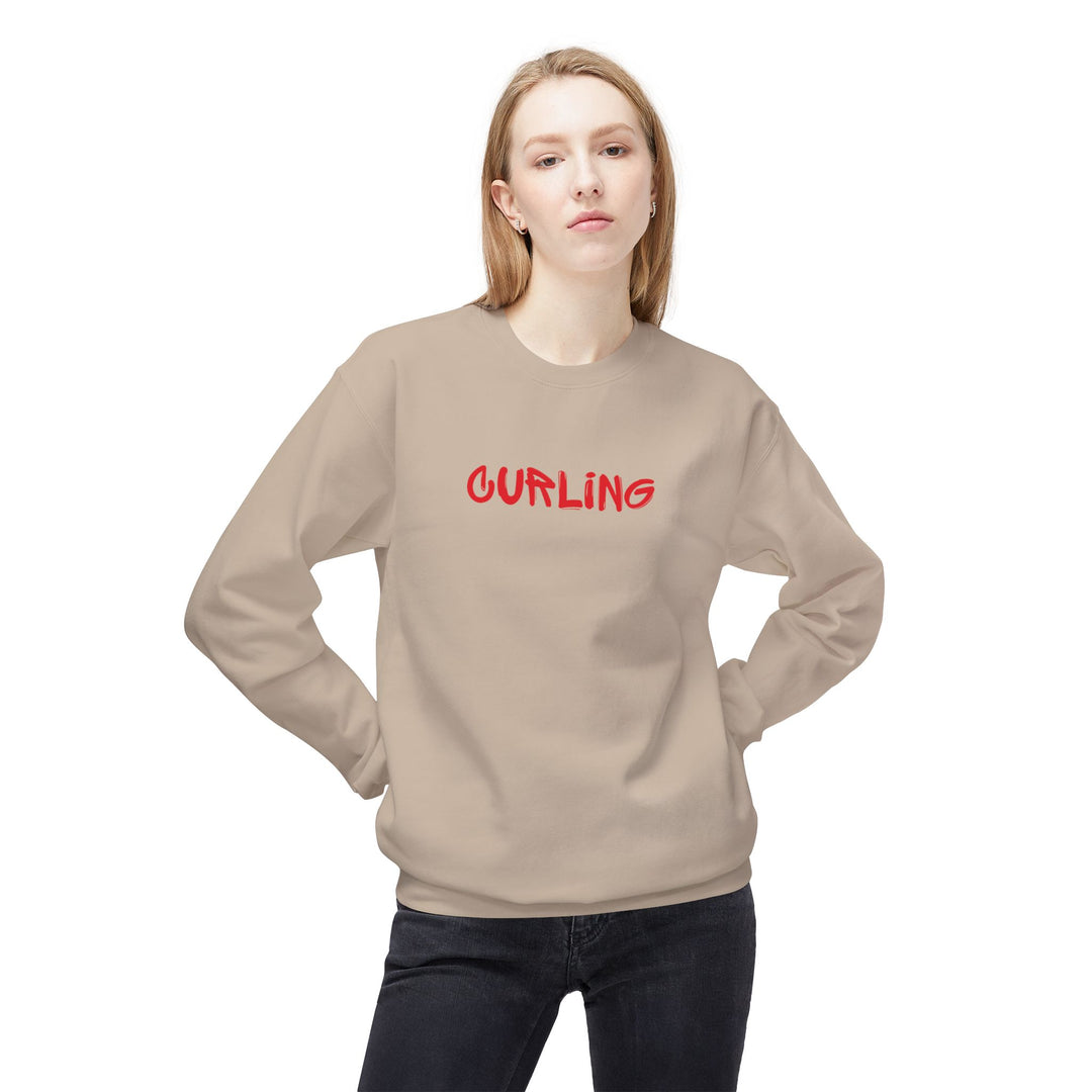 Curling Crewneck Sweatshirt - Red Script Curling Pullover