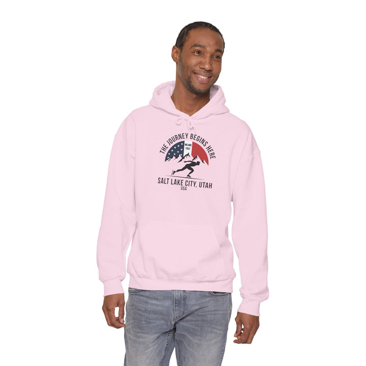 Speed Skating Hoodie - "The Journey Begins Here" - Printify | Salty Gold Supply Co.