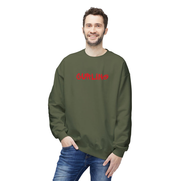 Curling Crewneck Sweatshirt - Red Script Curling Pullover