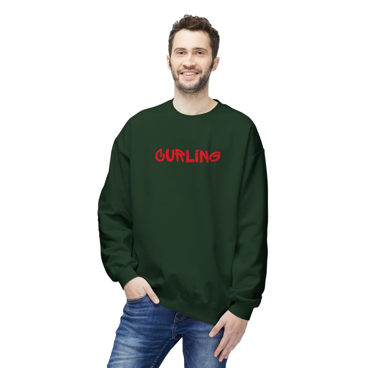 Curling Crewneck Sweatshirt - Red Script Curling Pullover