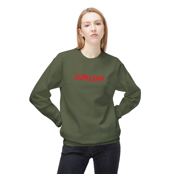 Curling Crewneck Sweatshirt - Red Script Curling Pullover