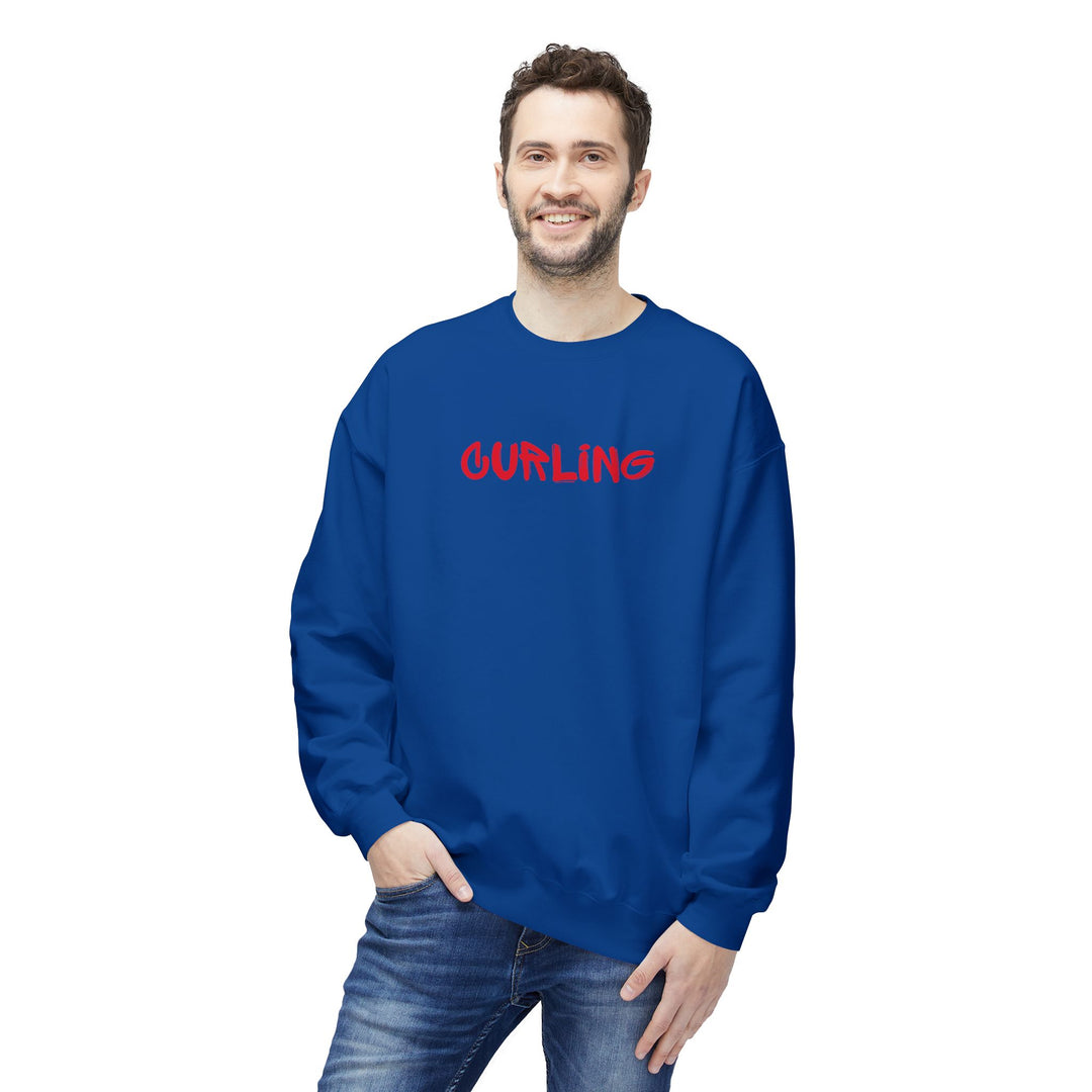 Curling Crewneck Sweatshirt - Red Script Curling Pullover