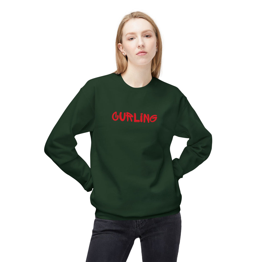 Curling Crewneck Sweatshirt - Red Script Curling Pullover