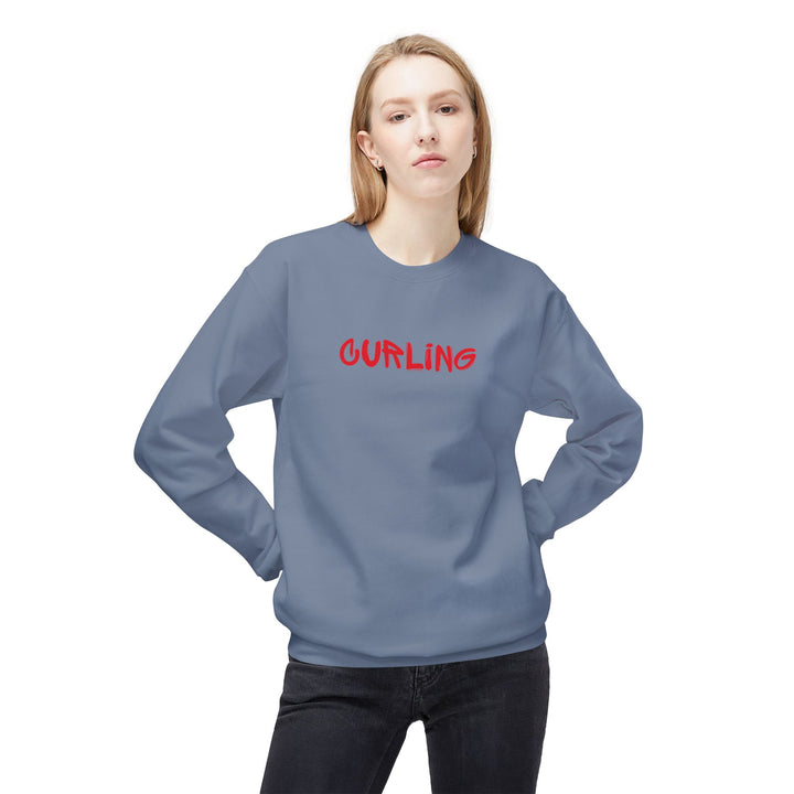 Curling Crewneck Sweatshirt - Red Script Curling Pullover