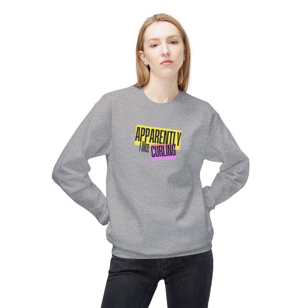 Apparently I Like Curling Crewneck Sweatshirt - Printify | Salty Gold Supply Co.